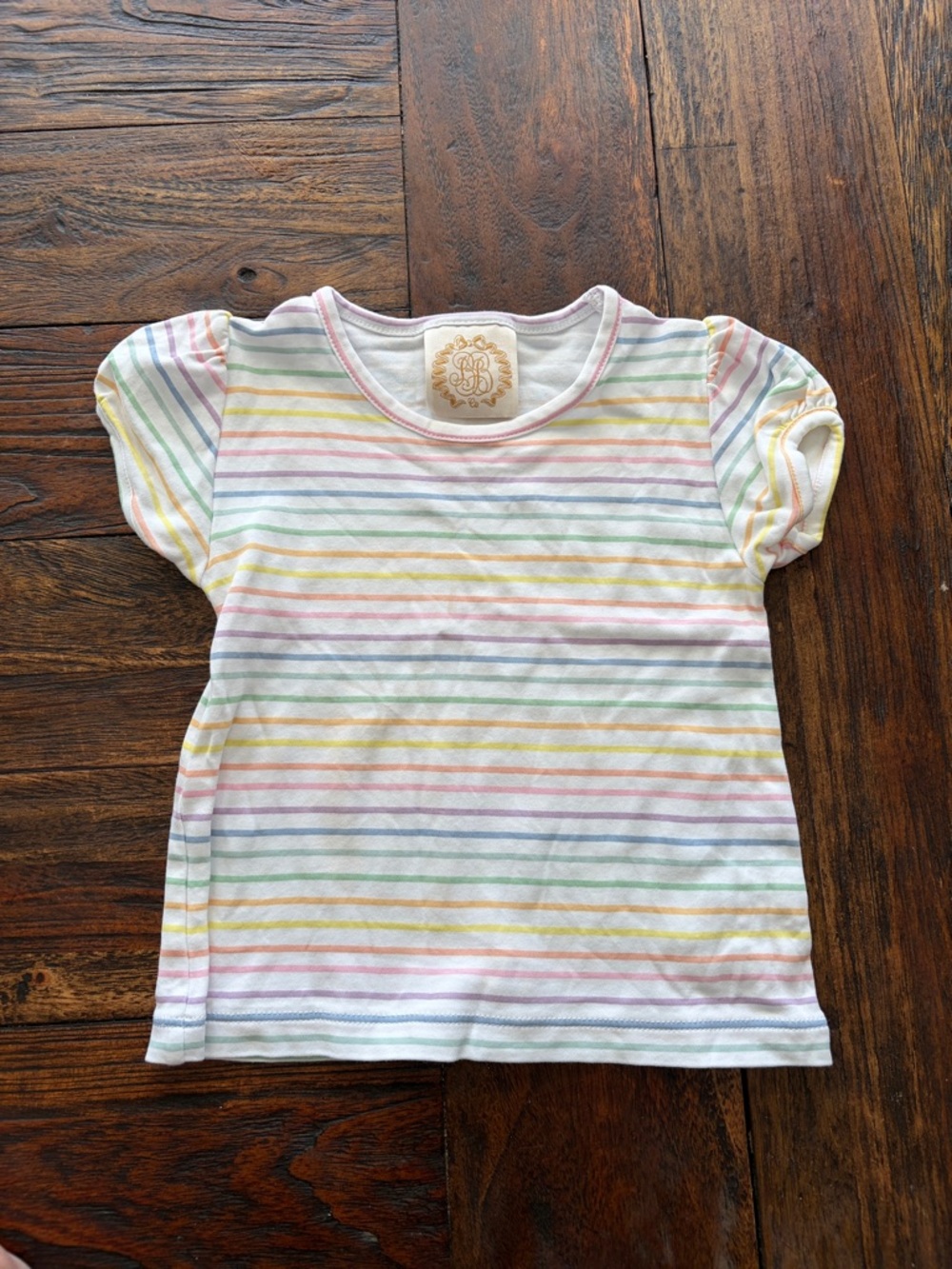 The Beaufort Bonnet Company White Tee with Pastel Stripes